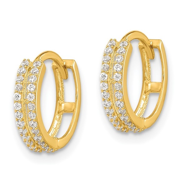 14k Madi K CZ Hinged Hoop Earrings - Picture 4 of 4